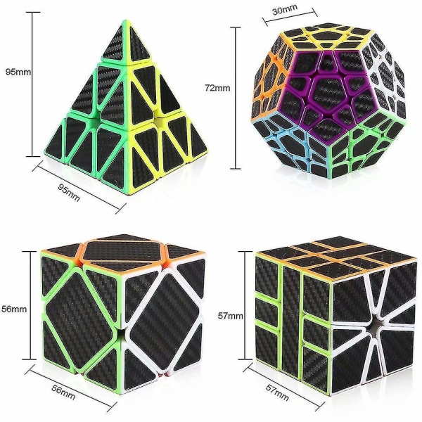 Carbon Fiber Speed ​​Cube Set 3x3 Pyramid Megaminx 3x3x3 Skewb Square-1 Speed ​​Cube Bundle Pack