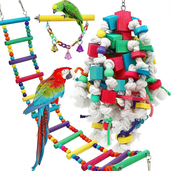 Sikkert Ikke-giftigt Fuglelegetøj Stor papegøjekombination Byggeklodser String Frosted Station Stick Farve