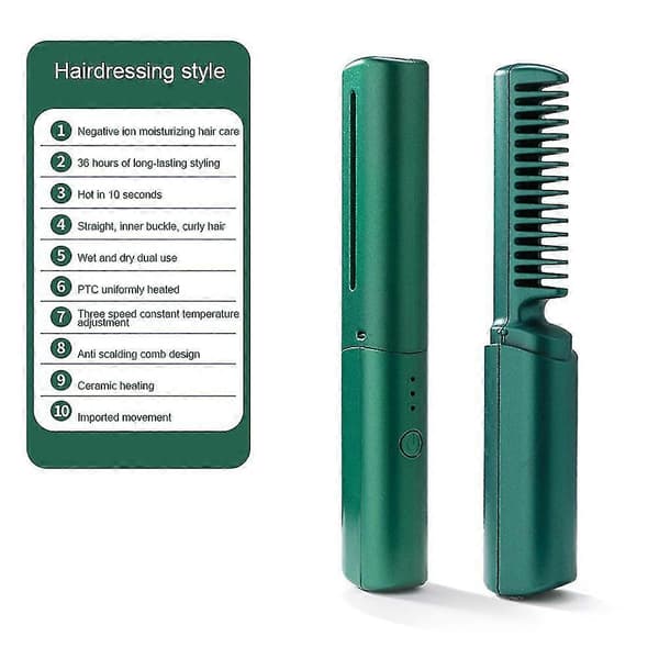Hårrettetang Profesjonell Bærbar Mini USB Oppladbar Green