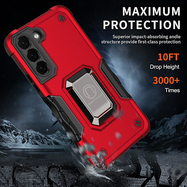 For Samsung Galaxy S23+ Ring Holder Kickstand Anti-drop Telefondeksel Hard PC Soft TPU Beskyttende Deksel