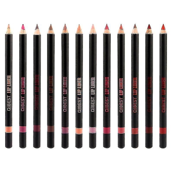 12 st Makeup Lip Liner Lip Foder Penna Kvinna Lip Pencil Kosmetiska tillbehör
