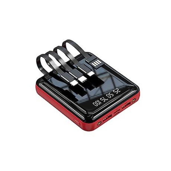 Universal 20 000 mah Mini Powerbank - 4 typer laddningskabel - 2x USB led display nödbatteri Batteri 1 st