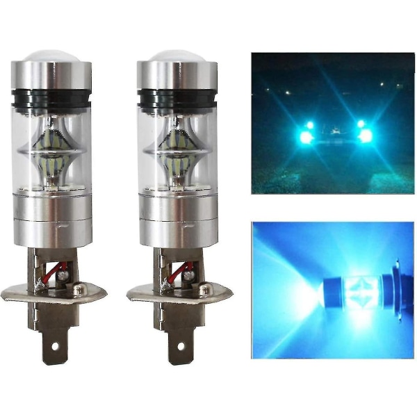 2x H1 100w Samsung Chip Led Drl Fog Light Bulbs 8000k High Power Led Bulbs Car Vehicle Lighting Accessories (h1 -ice Blue 100w -fog/drl)
