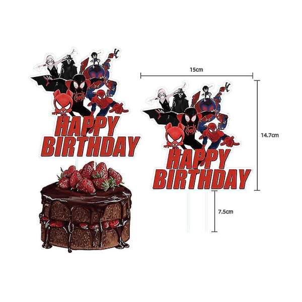 Spider-man: Into The Spider-vers Tema Födelsedagsfest Dekoration Ballonger Banner Cake Topper Hanging Spiral Set