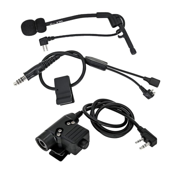 Tactical Headset Comtac Y Line Connector &amp; Kenwood Ptt &amp; Comtac Boom-mikrofontillbehör för Comtac Shooting Headset