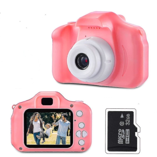 Rosa barnkamera, kamera, 1080p, med 32 Gb SD-kort