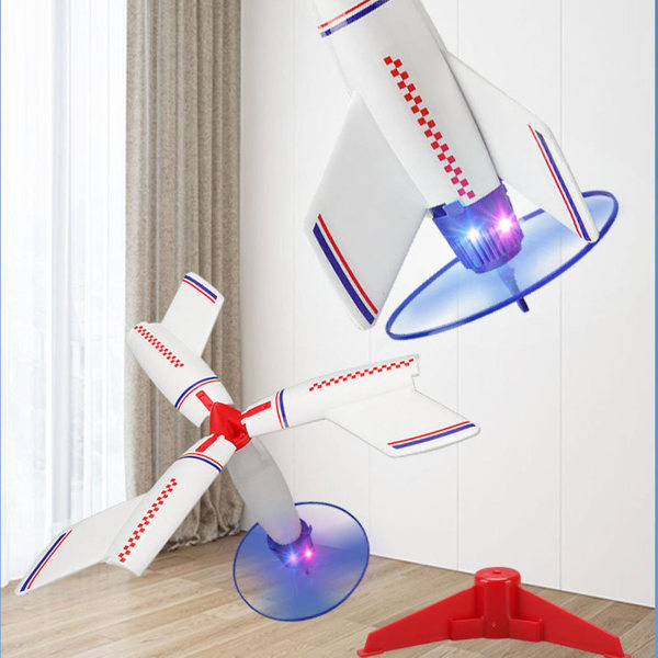 Elektrisk rumraketkaster legetøj Interessant flyvende legetøj med lys til børn udendørs legetøj