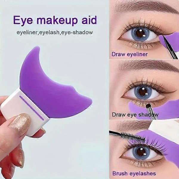 Multifunksjonell Eyeliner- og Maskaraapplikator med Halvmåneformet Guide for WHITE