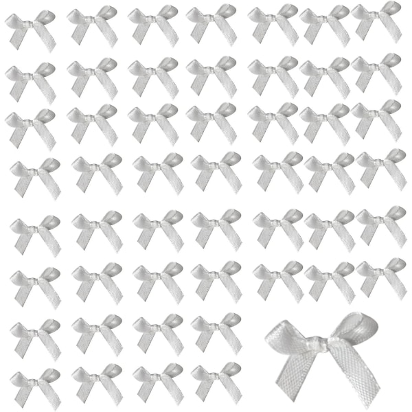 100 styks hvide satinbåndsløjfer Minibåndsløjfer til gaveindpakning Gør-det-selv-håndværk Bryllupsdekorationskortfremstilling Syudsmykning (hvid) Marinblå 3XL