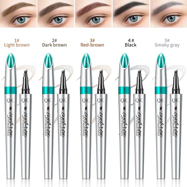 Vanntett Microblading Bryn blyant med doble presisjonstupper, smittefri rødbrun