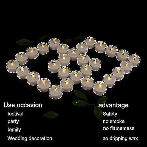 Led fyrfadslys 12 pakke flimrende betjent flammeløst lys til sæsonbestemt festivalfest varm gul lampe