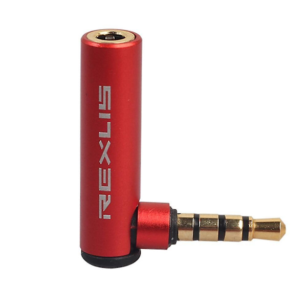 Rexlis 90 graders vinklet 3,5 mm han til hun lydkonverteradapter-stik L-type stereohovedtelefonmikrofon-stik