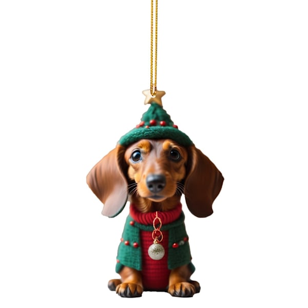 5 kpl Jouluinen Hauska Dachshund Auton Koristeet Ripustus Litteä Auton Sisätila Ripustus