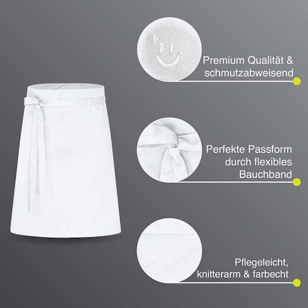 Premium-luokan kokin esiliina, 20x12 cm, korkealaatuinen ammattimainen vyöesiliina miehille ja naisille, innovatiivinen puuvillasekoite