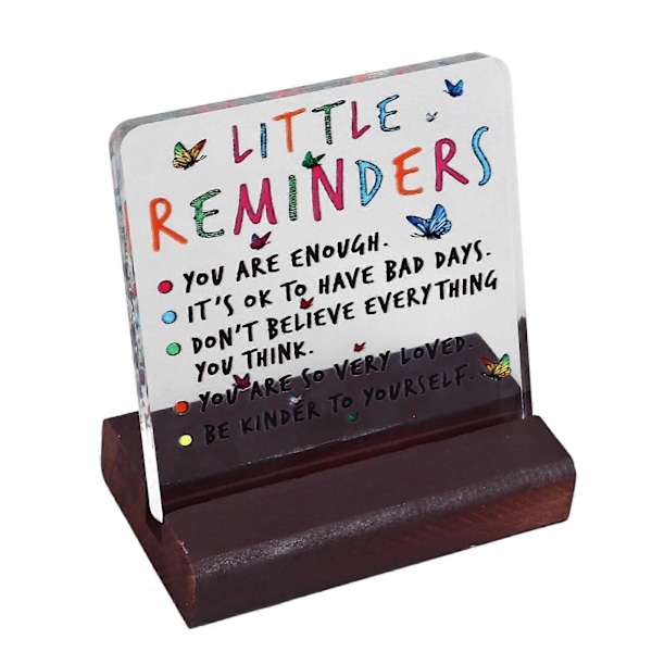 Inspirerende Skrivebords Skilt Opmuntring Cheer Up Transparent Akryl Skrivebord Træ Stativ Dekorativt Skilt til Hjem 4.7 X 4.7 X 0.3in YEMAA