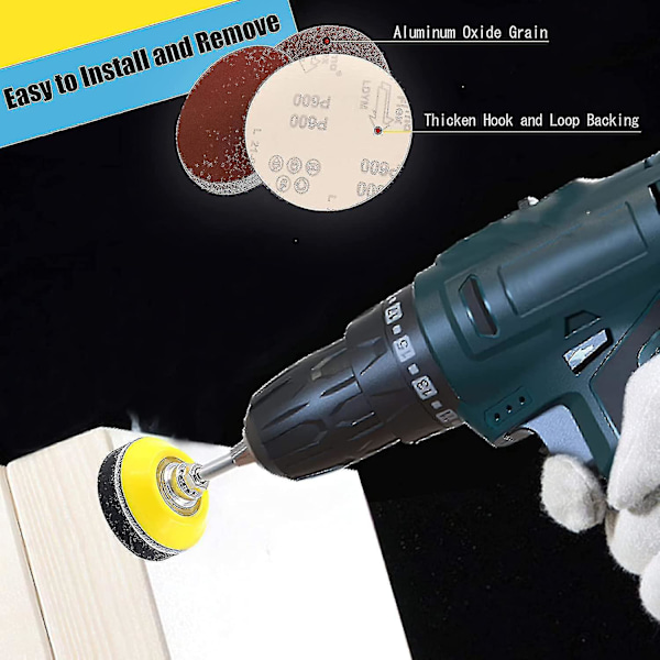 50mm slibeskiver, 2 tommer slibepuder 80 120 150 240 320 400 600 800 1000 1200 1500 2000 3000 (130 stykker)-mxbc