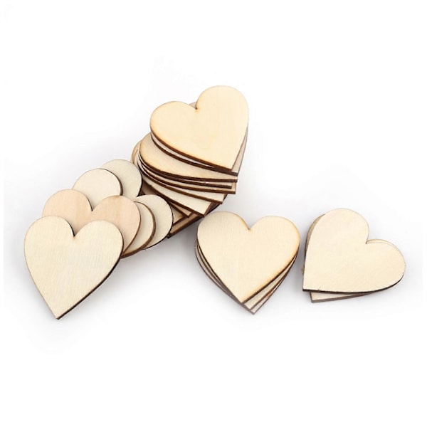 Love Heart Shape Wooden Embellishment for Weddings Plaques Art Craft (50mm 25pcs) YEMAA