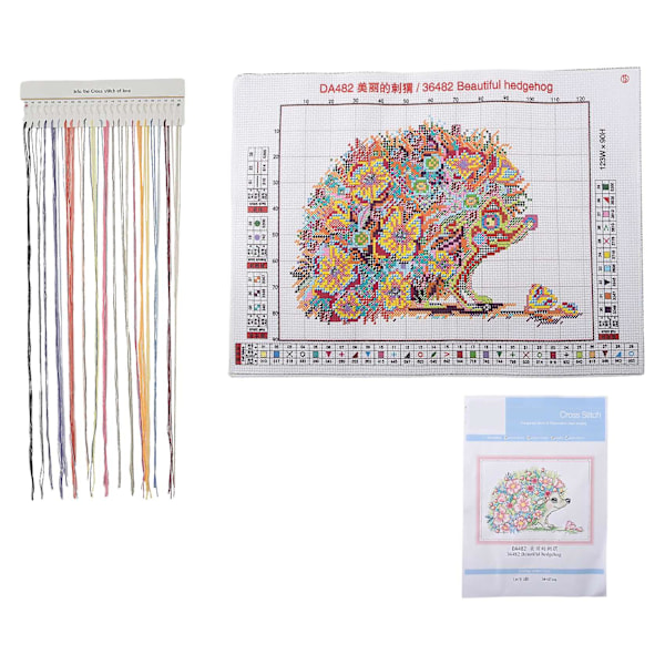 Kits Stamped for Adults Beginner Kids 11CT DIY Embroidery Needlework Kit - Beautiful Hedgehog 38X2