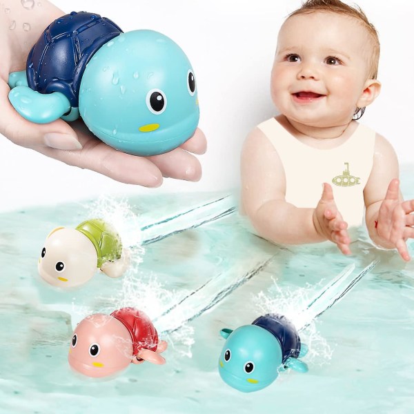 1-3 år gammal pojke badleksak, simning Sköldpadda vattenbad leksaker för toddler pojkar Leksaker Lämpliga 1 2 3 4 år gammal flicka present, vind upp badkar leksaker för baby leksaker