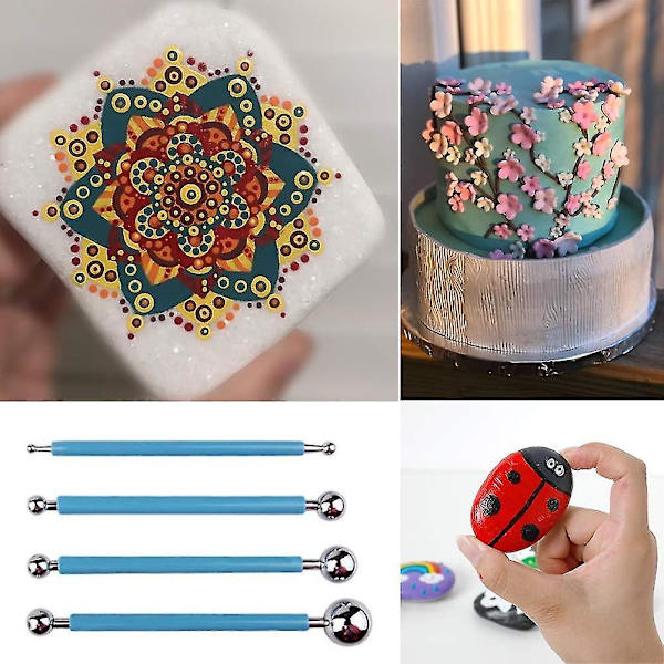 10 stk prikkeverktøy kulepenner for steinmaling, keramikk leiremodellering preging kunst mandala