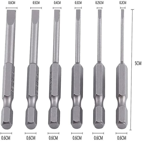 Platt Skruvmejselbits Set Hexagonala Skruvmejselbits (6-delars Set, Silver)