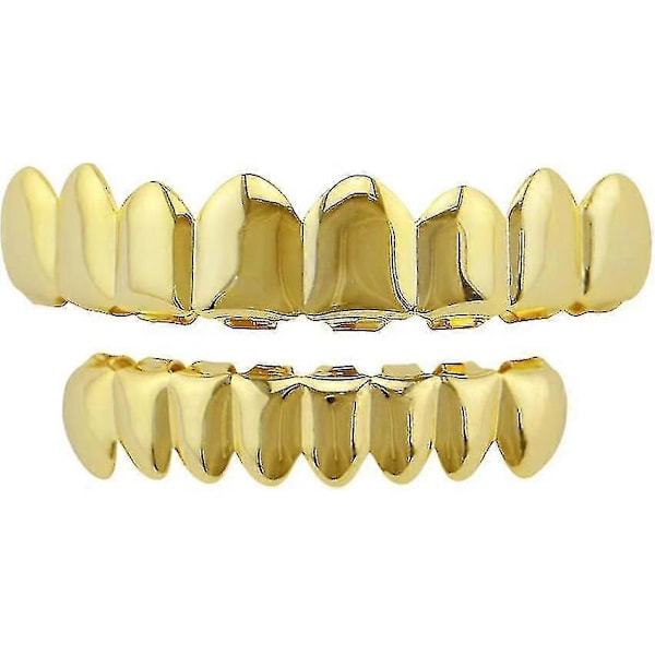 2024 Nya 18k Guldpläterade Hip Hop Tandgrillz Caps - 8 Tänder Munnen Övre Och Nedre Grillz Set För Män Och Kvinnor