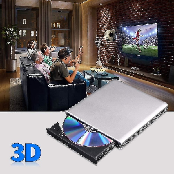 Extern Blu Ray Dvd Drive 3d, USB 3.0 och Type-c Bluray Cd Dvd--(meili)