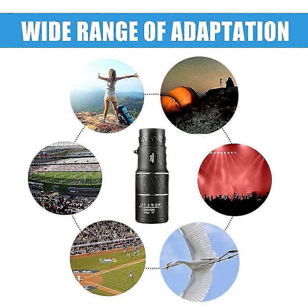 Monokulärt Teleskop, Kraftfull 16x52 HD FMC Låg Ljus Nattseende Funktion 66m / 8000m Med BAK4 Prisma Lins För Fågelskådning Jakt Vandring Konsert