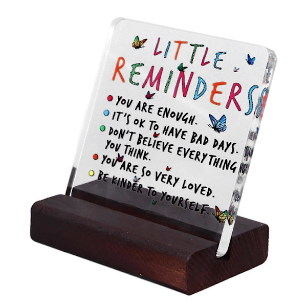 Inspirerende Skrivebords Skilt Opmuntring Cheer Up Transparent Akryl Skrivebord Træ Stativ Dekorativt Skilt til Hjem 4.7 X 4.7 X 0.3in YEMAA