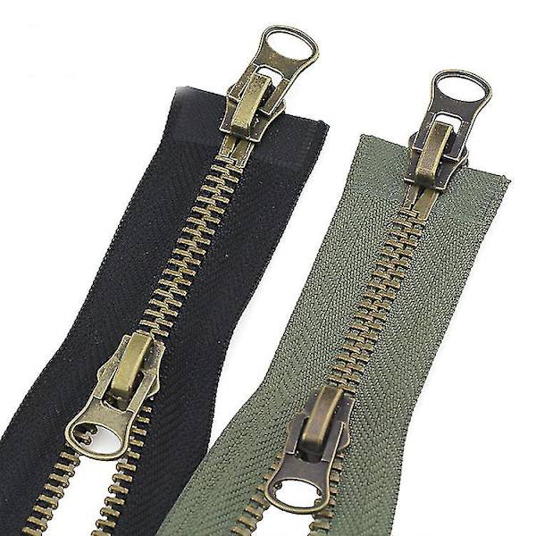 2pacs 70cm #8 Metallblixtlås Dubbel Slider Separerbar Svart Metallblixtlås A-blixtlås Slider Blixtlås För Jackor