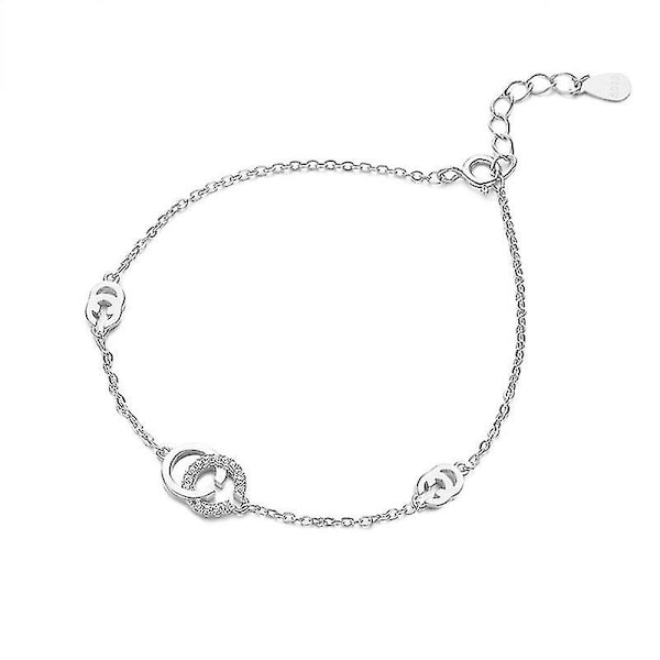 S925 Sterling Sølv Bogstav Dobbelt C Armbånd Kvinde Niche Design Styl