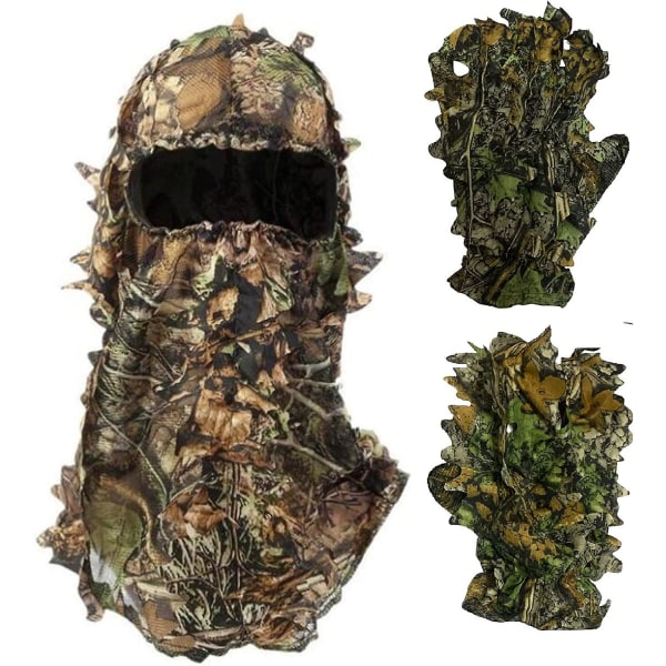 2-delt sæt Ghillie Camouflage 3d Leafy Face Cover Camo Jagthandsker, Udendørs Camouflage Jagthandsker Kalkunjagtudstyr til Kalkunjagt Fishi
