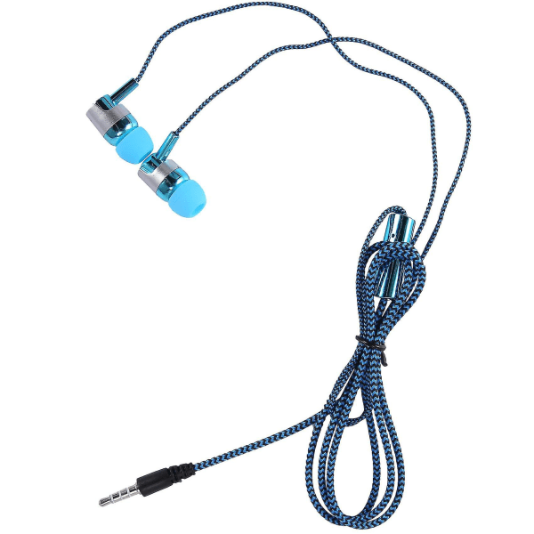 H-169 3,5 mm Mp3 Mp4 ledninger Subwoofer flettet ledning, hovedtelefoner med Wheat Wire Control (blå)