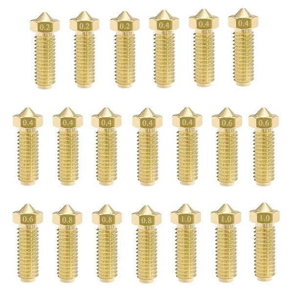 20 stk Barss Dysesett for 2, 3D-skrivere 8 stk 0,4 mm og 3 stk 0,2 mm, 0,6 mm, 0,8 mm, 1,0 mm Dysesett