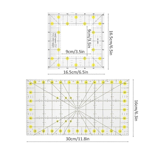 Syrør for quilting, rektangulær, tegning, måling, akryl, håndverk, stofftilbehør, YEMAA