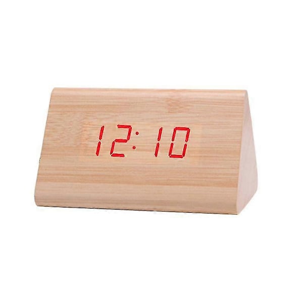 Digital Trä USB LED Nattlampa Alarmklocka Termometer Display Tidtagare