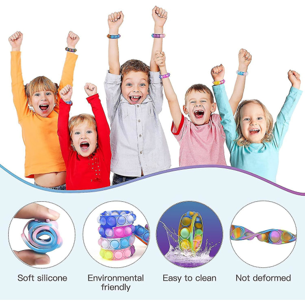 15 stk Pop Fidget Armbånd Legetøj, Holdbart Og Justerbart, Stress Relief Armbånd Fidget Legetøj Sæt, Bærbart Push Pop Bubbles Fidget Sanselegetøj til børn