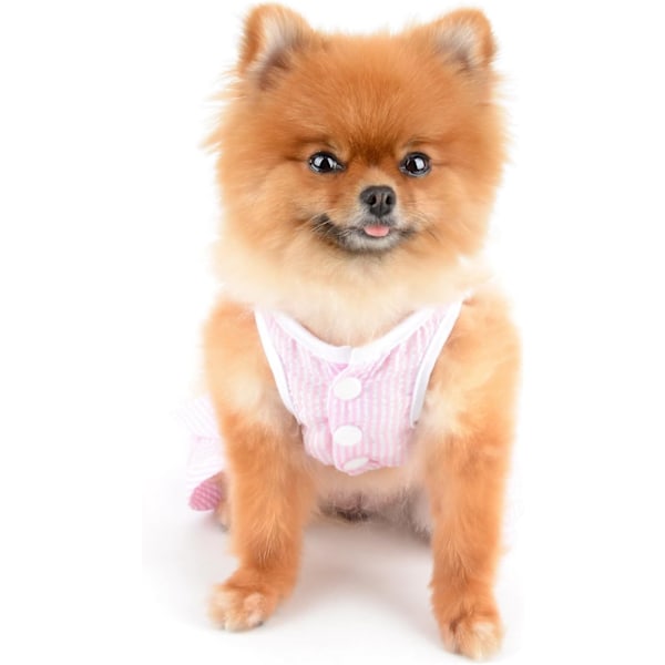 Söt Husdjursrosett Randig Prinsessklänning för Små Hundar Katter Kvinnor Valpar Sommarklänning Flerskiktskjol Yorkshire Terrier Chihuahua Sommarklänning, Rosa, XL