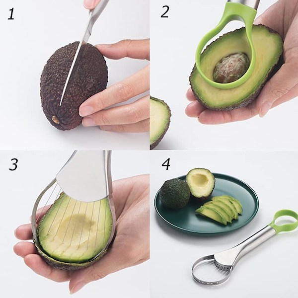 Avocado Skærer 2-i-1 Multifunktionel Rustfrit Stål Skræller Køkkenredskab