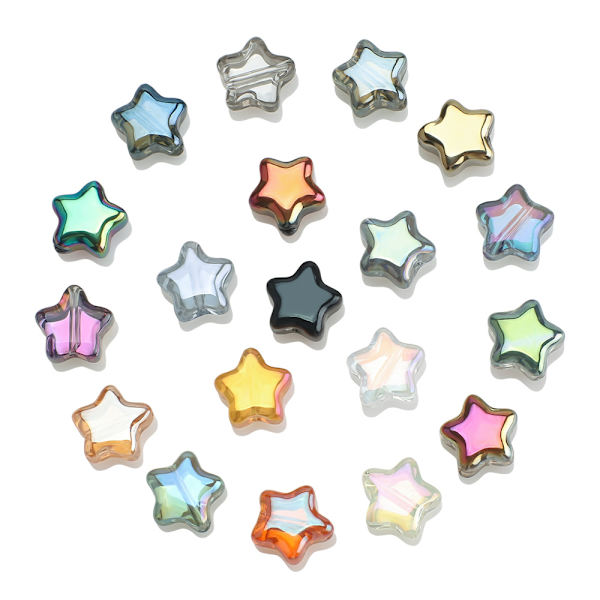 100 stk. Krystalglas fantasi farve 8MM femspidset stjerne midterhul armbånd øreringe materiale DIY smykke tilbehør