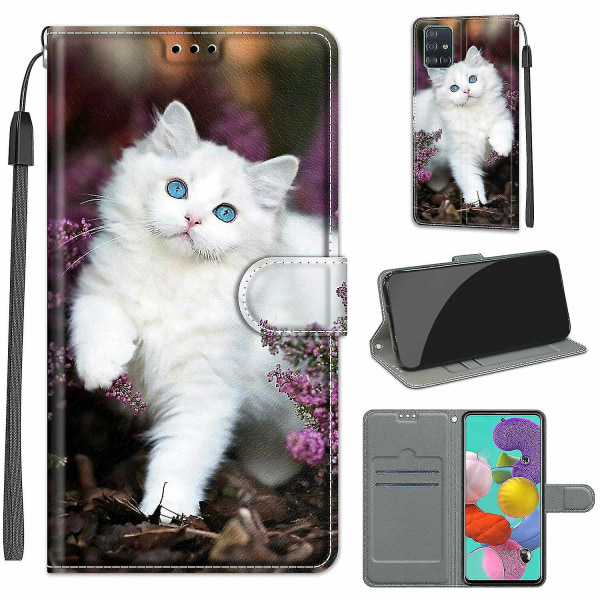 Nyt etui, der er kompatibelt med Samsung Galaxy A51 4g White Cat mobilcover