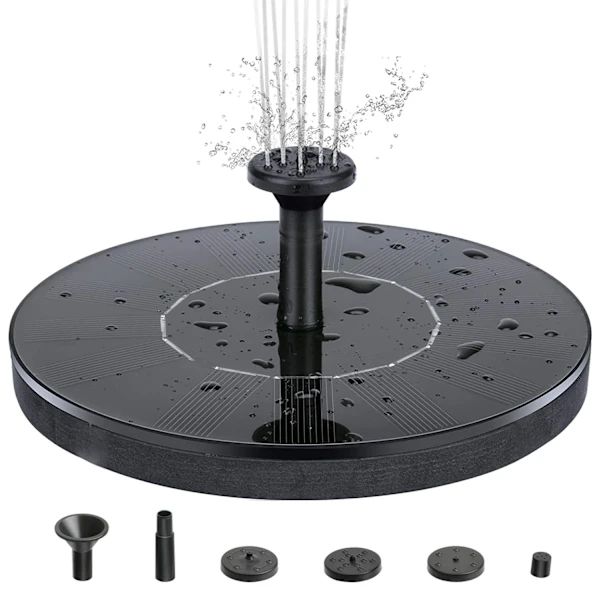 Solar springvand, 13 cm, sort
