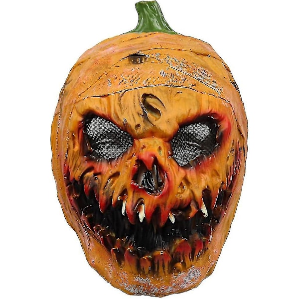 Pumpkin Mask, Creepy Latex Pumpkin Head Cover Novelty Scary Halloween Costume Party Props