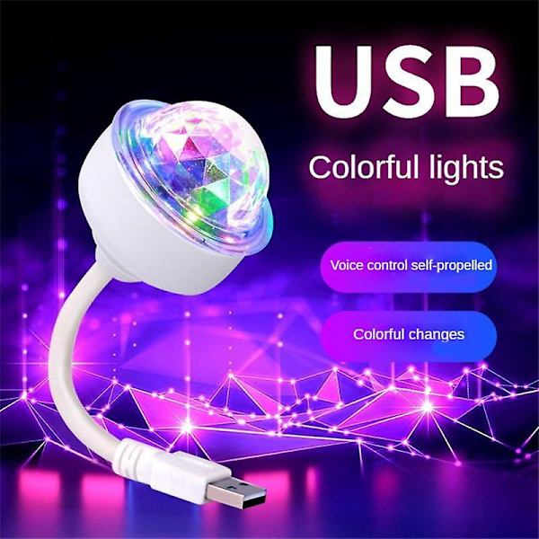 Bil Usb Ball Lights Dj Belysning Lyd Festlys Auto Rgb Multi Farge Bil Atmosfære Rom Dekorasjoner Lampe Strobe Lys