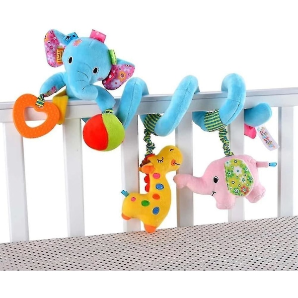 Baby Klapvogn Vugge Sød Blå Elefant Design Aktivitet Spiral Plys Legetøj, Barnevogn Og Rejse