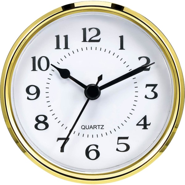 3-1/2 Inch (90 Mm) Quartz Clock Fit-up/insert With Arabic Numeral, Quartz Movement (gold Rim)