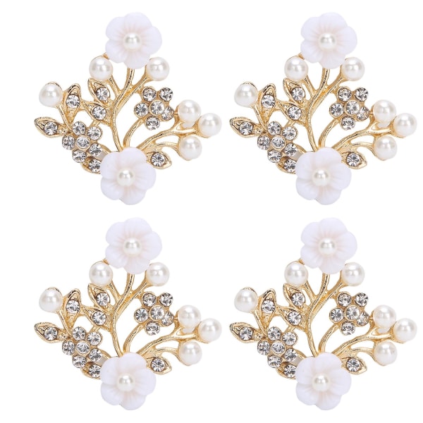 4 stk hul krystal blomsterform spænde tøj tasker sko spænde dekoration tilbehør3,8x4,4 cm nr. 3 perleblomst gren form spænde