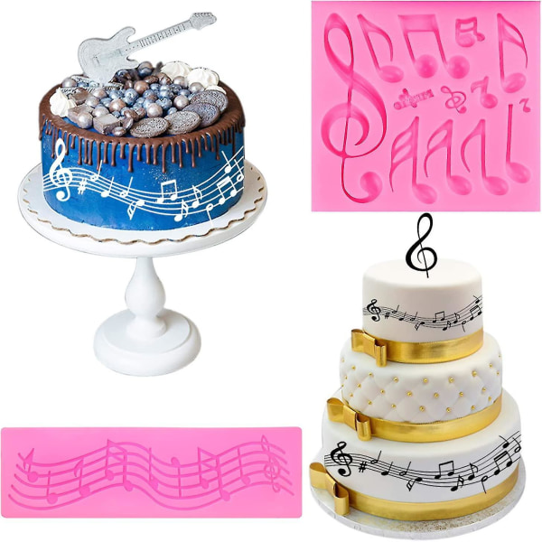 3 delar Musiknot Form Musiknot Spetsmatta Silikon Musikalisk form för tårtdekoration