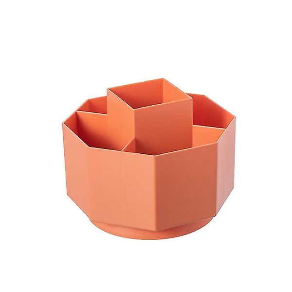 Plastik Roterende Penholder, Kontor Papirvarer Opbevaringsholder, Skrivebords Sekskantet Opbevarings Penholder (1 Styk, Orange)