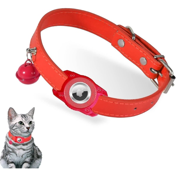 Katthalsband, justerbart läder Gps katthalsband för pojke flicka katter valpar med hållare och klocka